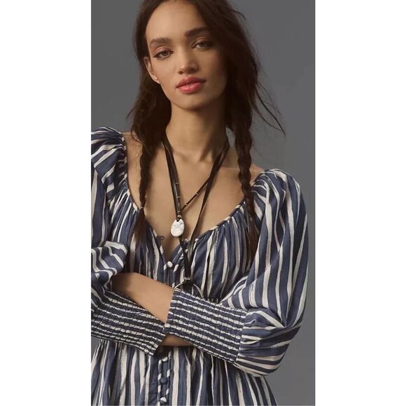 Anthropologie Long-Sleeve Sweetheart Midi Dress Size M - Picture 5 of 13